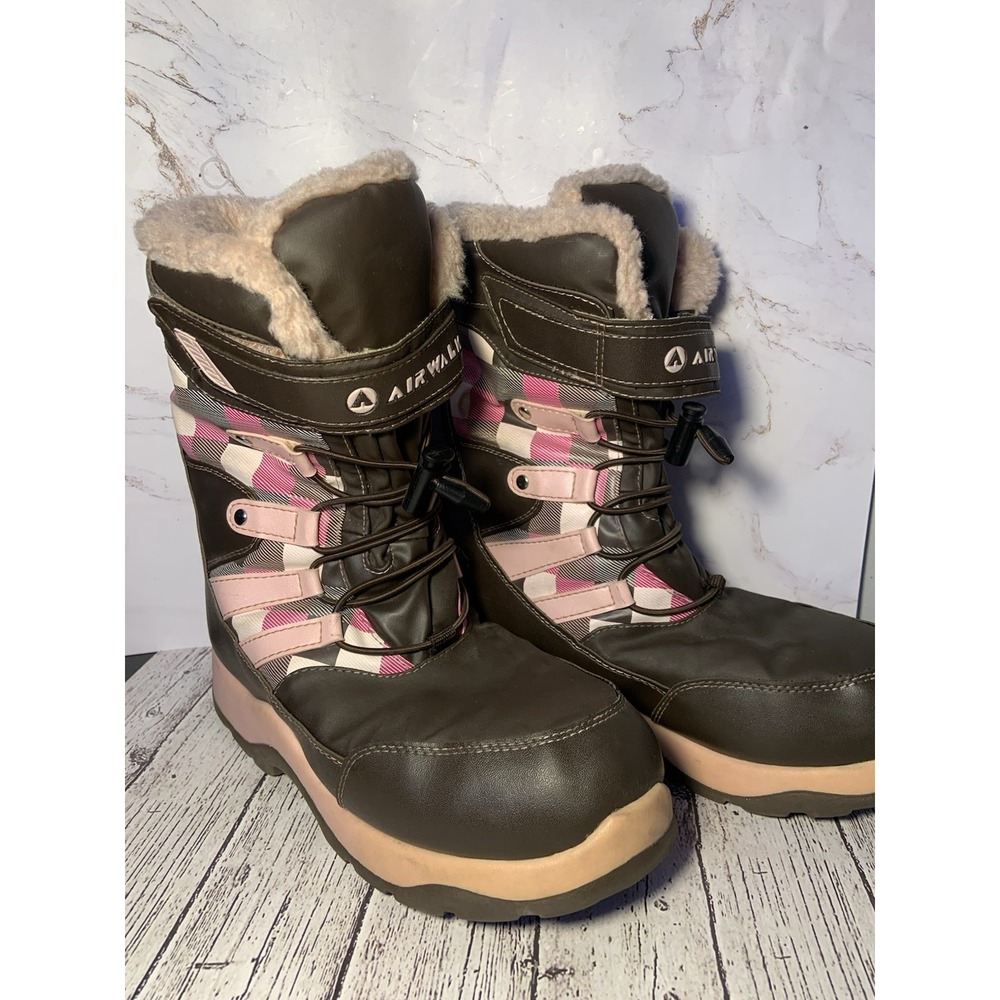Airwalk Women's Size 4 Faux Fur Faux Leather Winter‎ Boots Pink Brown